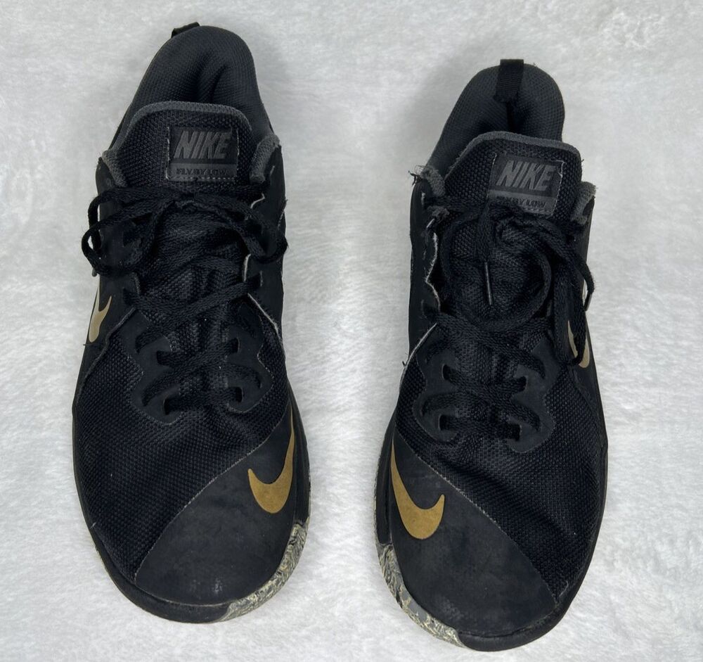 Nike Fly By Low 908973-090 Sneakers Black Gold Men’s Size 9 Athletic Basketball